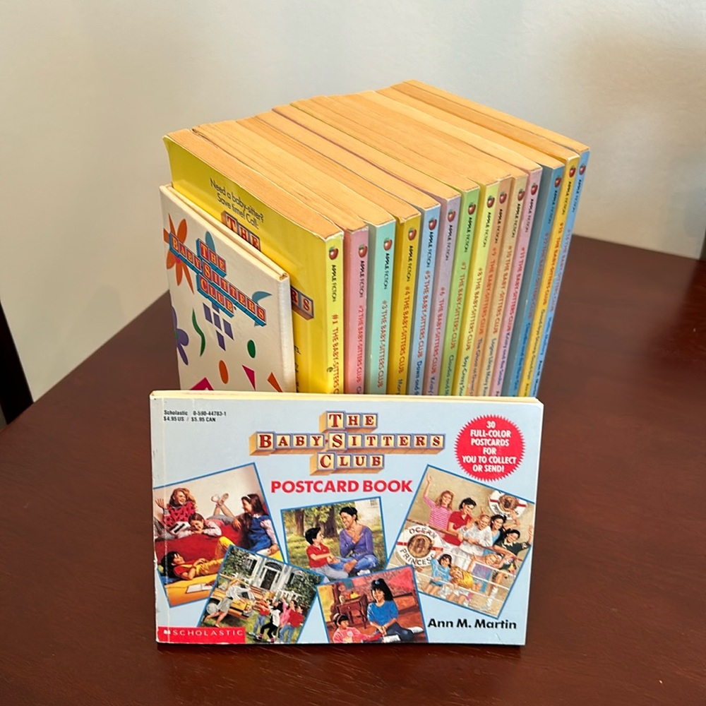 The Baby Sitters Club Original Books # 1-14, Postcards, and Book Stand.